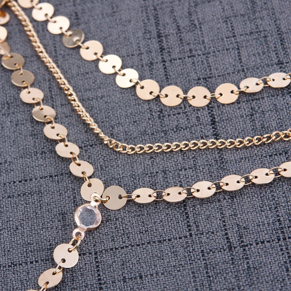 Sexy fashion Sequins Rhinestone Choker Necklace Women Long Chain Chocker Body Jewelry Boho Statement Collier Collares #235641 | Украшения и