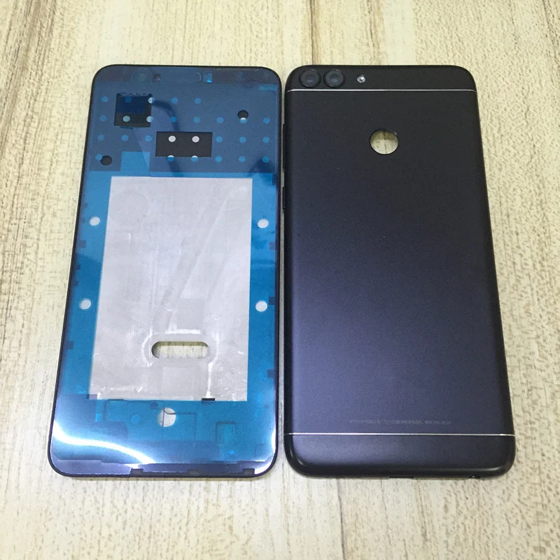 Металлический задний Чехол для huawei P Smart с отпечатком пальца Senor, задняя крышка для huawei Enjoy 7 S, задняя крышка для аккумулятора, Боковая кнопка+ объектив