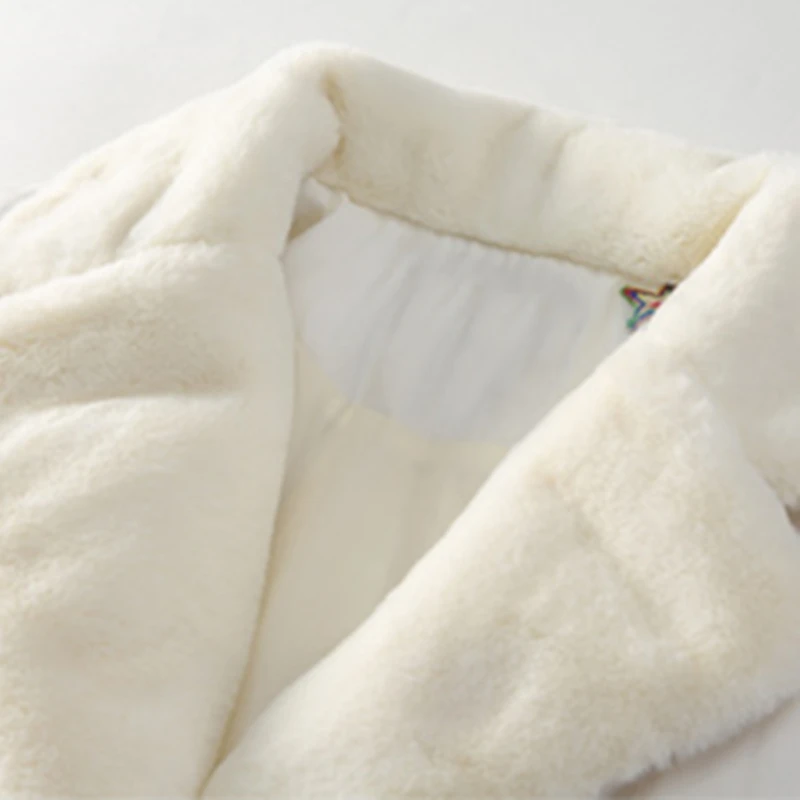 Мультфильм Вышивка Теплая Куртка-пуховик белого цвета на утином пуху меховой