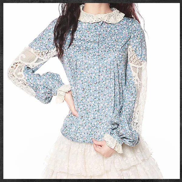 Женская блузка с длинными рукавами-фонариками элегантная хлопковая рубашка