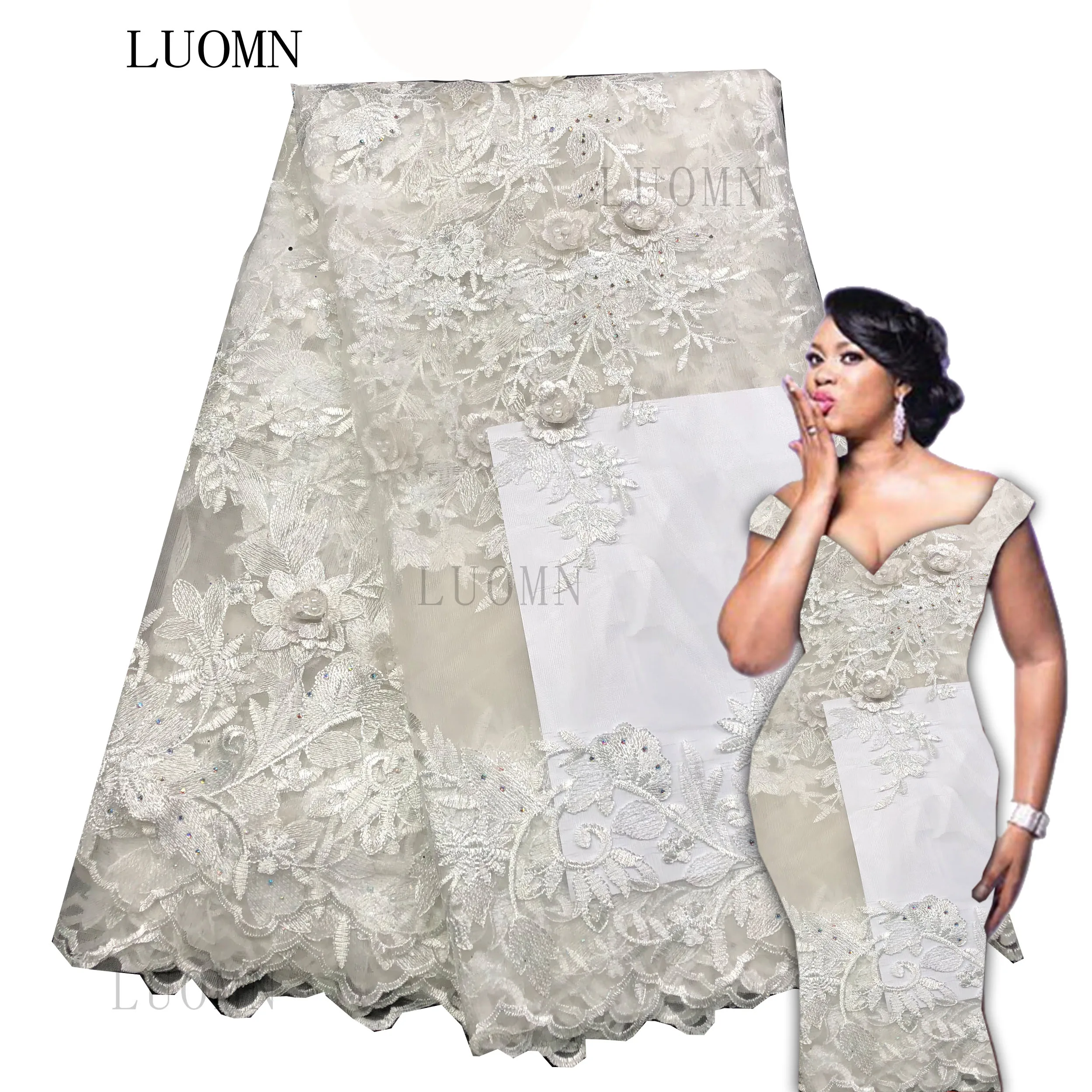2019 High Quality Rhinestone Guipure African Lace Fabric Embroidered Wedding Decoration French Nigerian Fabrics | Дом и сад