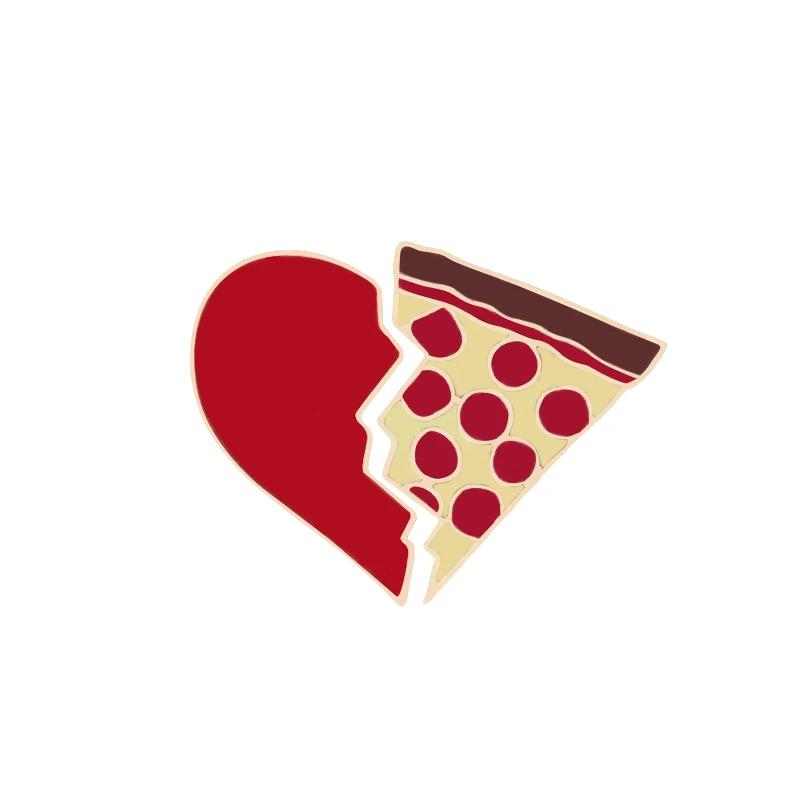 2pcs Heart Pizza 2 шт./компл. Brocken Сердце эмали штырь креативные бутылки вина чашка брошь в виде пиццы Для женщин Для мужчин Куртки Нагрудный значок для влюбленных ювелирные изделия - Окраска металла: 2pcs Heart Pizza