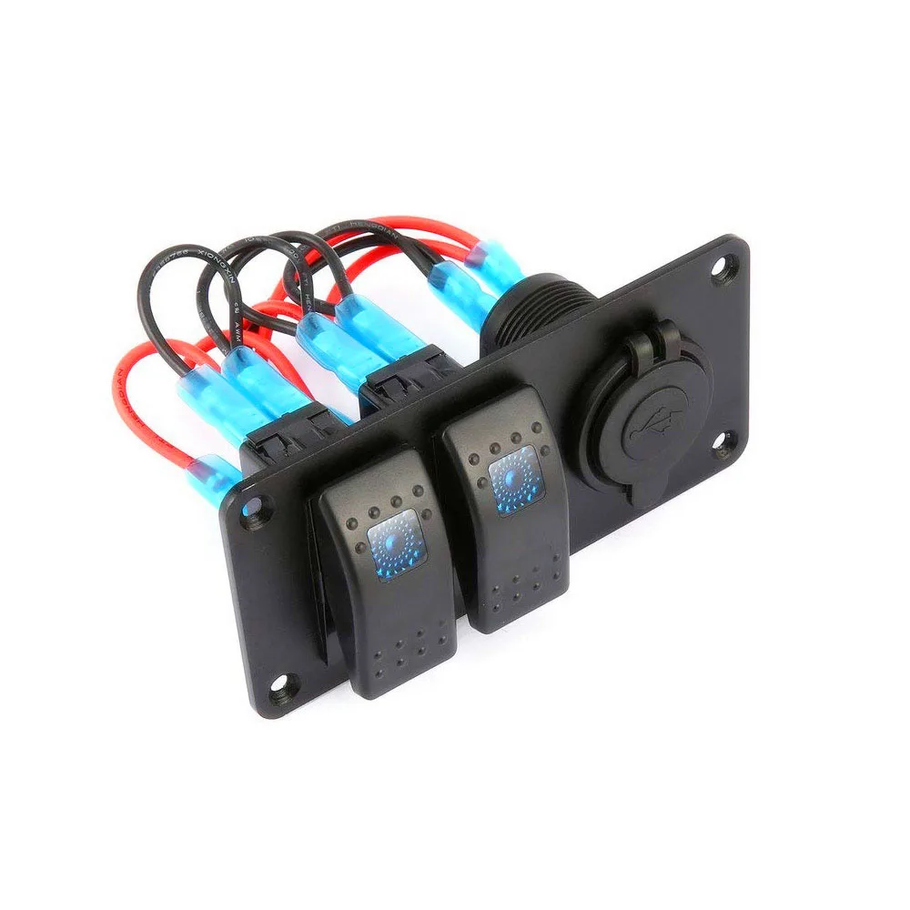 5 Pin 2 Gang переключатель Панель 12 24 V Dual USB Зарядное устройство 3.1A Водонепроницаемый