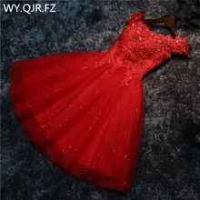 LYG-A5# Drill/Новое короткое платье на шнуровке красного и белого цвета для свадебной вечеринки и выпускного вечера г., платья для невесты и подружки невесты для девочек