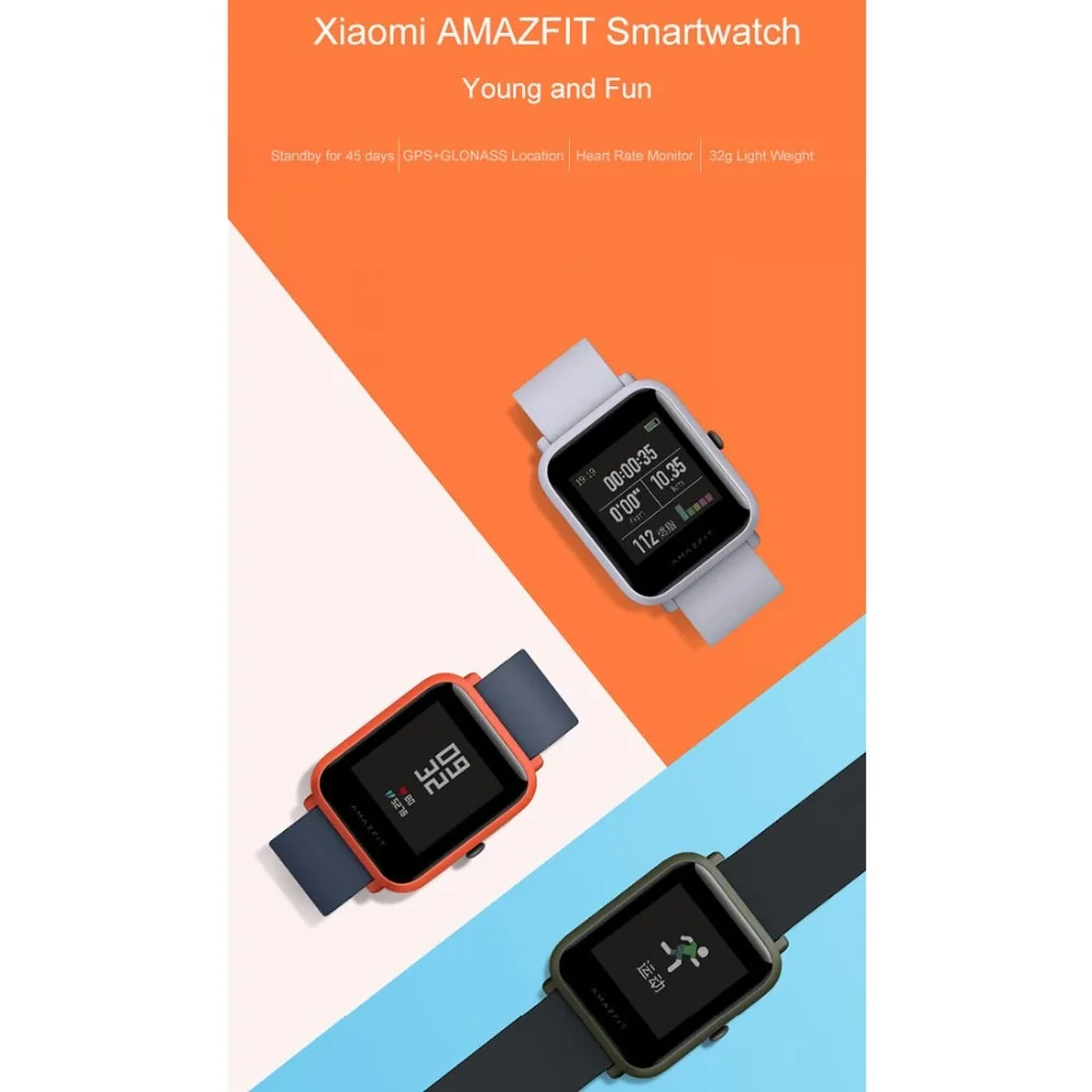Оригинальный международная версия Xiaomi Amazfit Bip Lite ультралегкий экран 1 28 дюйма IP68