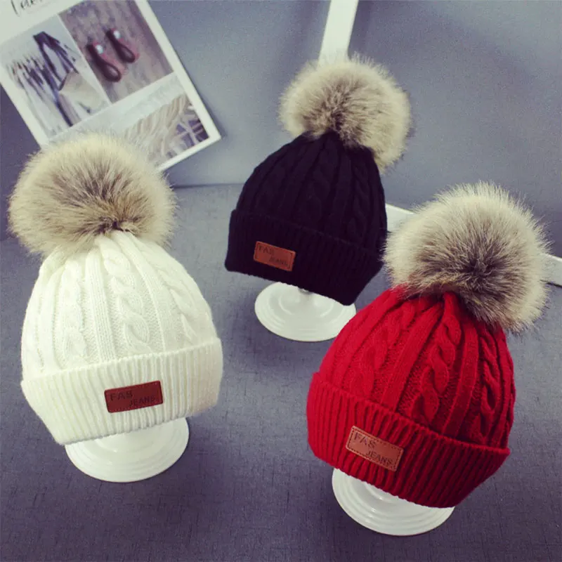 2018 детская шапочка зимняя теплая вязаная шапка для маленьких девочек и мальчиков