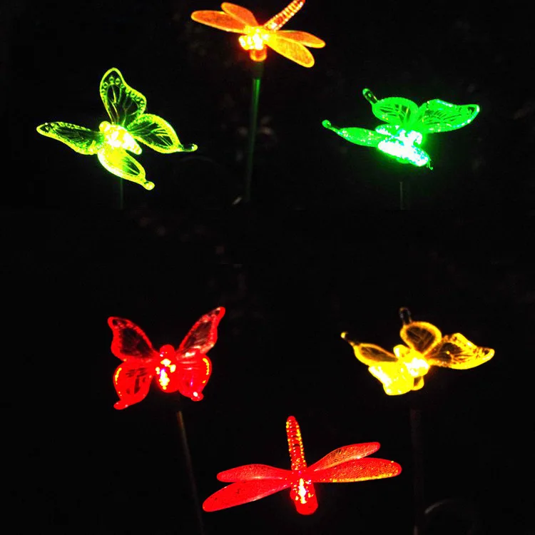 

Solar butterfly lawn lamp dragonfly hummingbird to the lights garden decorative lights colorful discoloration
