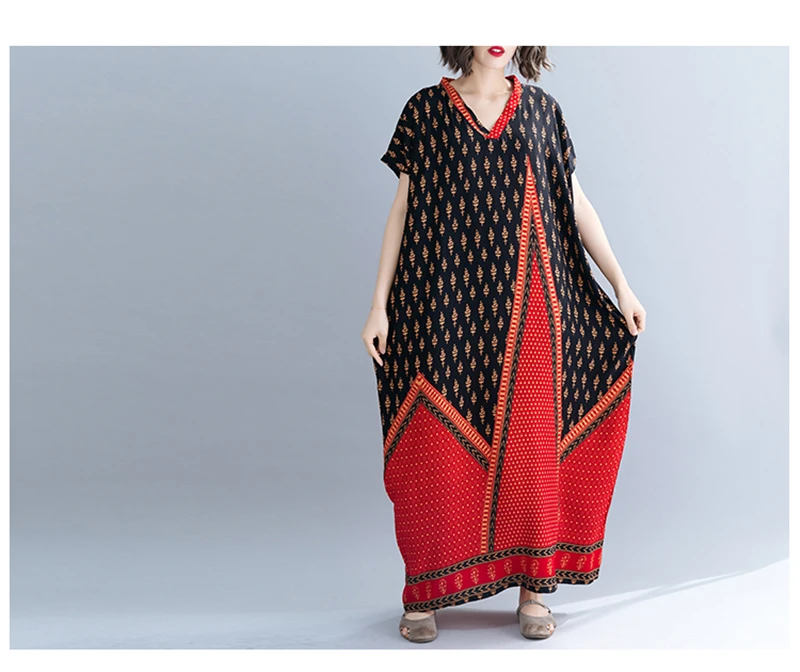 Женское платье в стиле бохо, большие размеры, 5XL, 6XL, 10XL, 9XL, 8XL, 7XL, Черное Женское Платье с принтом, выше размера, хлопковое Летнее Длинное платье для женщин