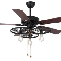 American retro industrial style ceiling fan with light remote control bedroom ceiling fan with light wheel ceiling fan light
