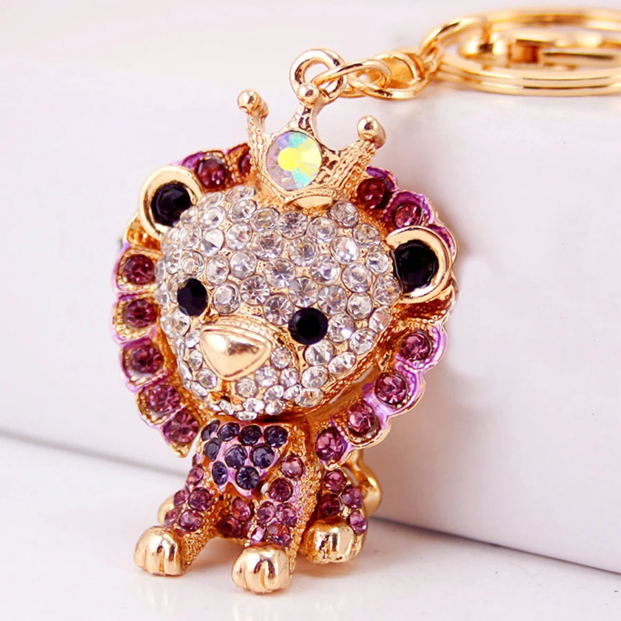 Стразы фантастических зверей брелок со львом сплав с кольцом держателем Шарм