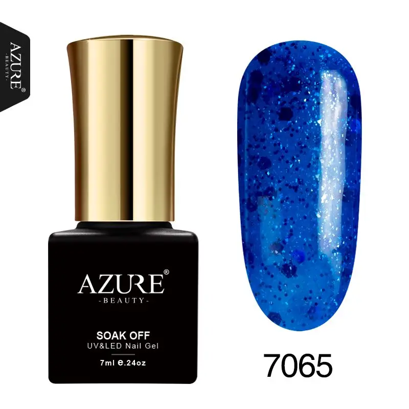 7065 Azure beauty стойкий Гель-лак 7 мл, блестящий цвет, впитывающий УФ-клей для ногтей, высокое качество, лак для ногтей, 24 цвета, гель для ногтей - Цвет: 7065