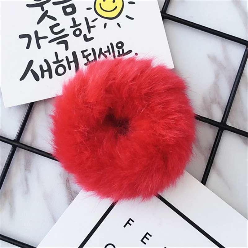 New Fashion Children Kids Pom Faux Fur Winter Elastic Hair Bands Bunny Babygirl Headwear Head Wear White Pink Gray Red 1 PC | Детская