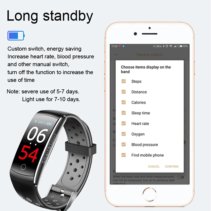 Q8S Smart Bracelet Heart Rate Monitor Waterproof Fitness Tracker Bluetooth Watch Band Q8 For Android IOS women men Wristband | Электроника