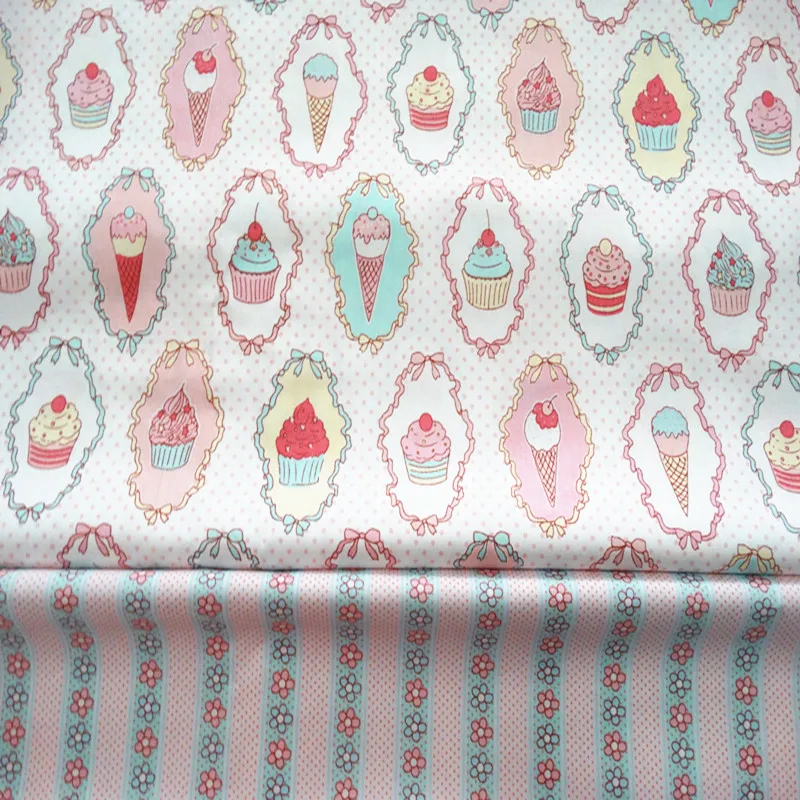 ZY 50*160 см милый кекс icecream в полоску Цветочный AB 100% хлопок твил для детей ткань