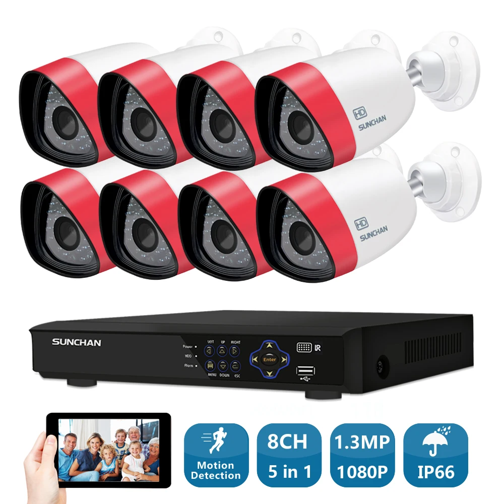 8CH 1080 P AHD 5 в 1 безопасности DVR Системы HDMI 1280*960 1500TVL всепогодный Открытый CCTV Камера
