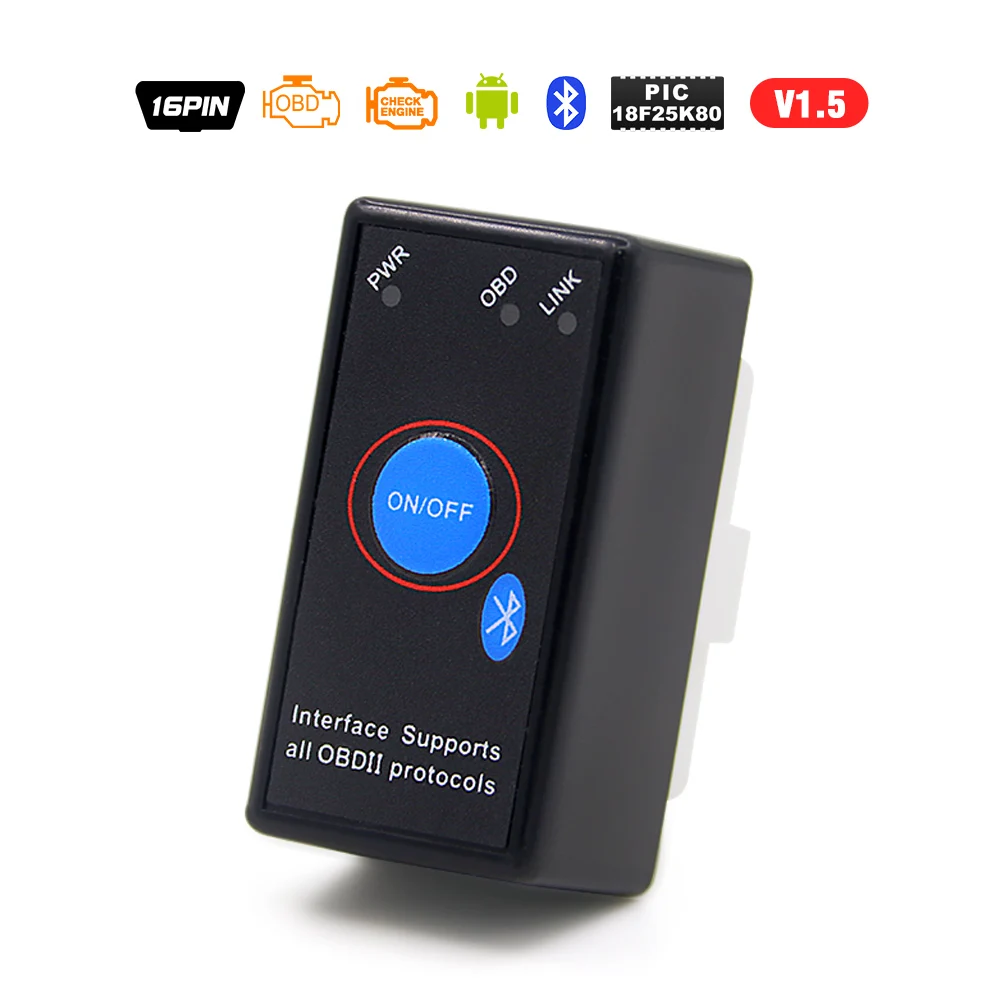 Супер Мини ELM 327 Bluetooth V2.1 OBDII автоматический сканер elm327 wifi v1.5 работает на Android/IOS ELM327 USB Mini 100 шт./лот - Цвет: bluetooth v1.5