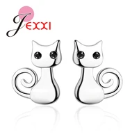cute cats shape jewelry stud earrings for women girl pave shiny cubic zirconia fashion casual birthday anniversary gifts