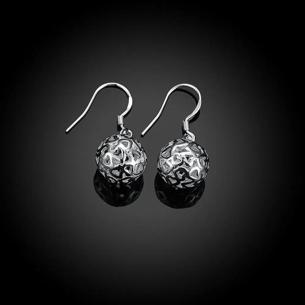 New Fashion Silver Hollow out Ball Hanging Korean Earrings For Women Bridal Wedding Party Drop Jewelry Accessories | Украшения и