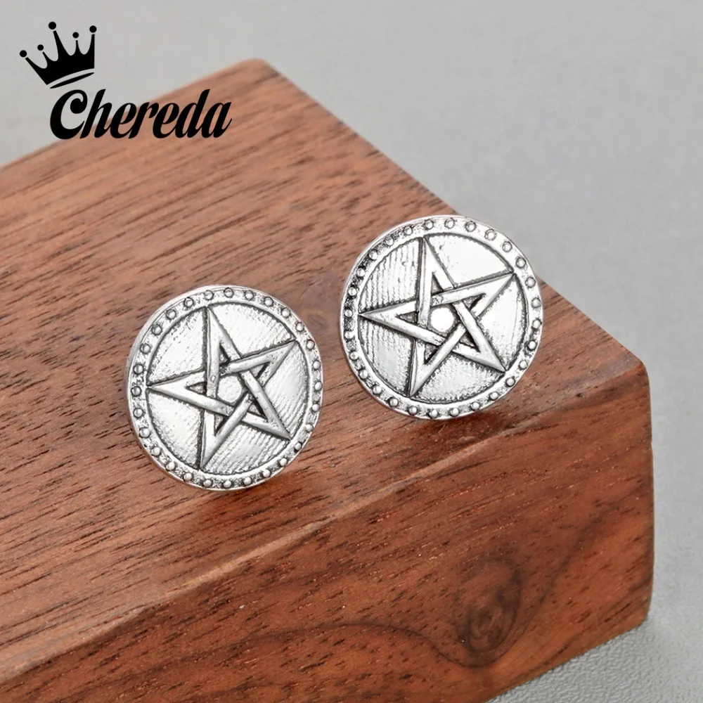 Мужские Винтажные серьги-гвоздики Chereda круглые серьги в форме звезды с