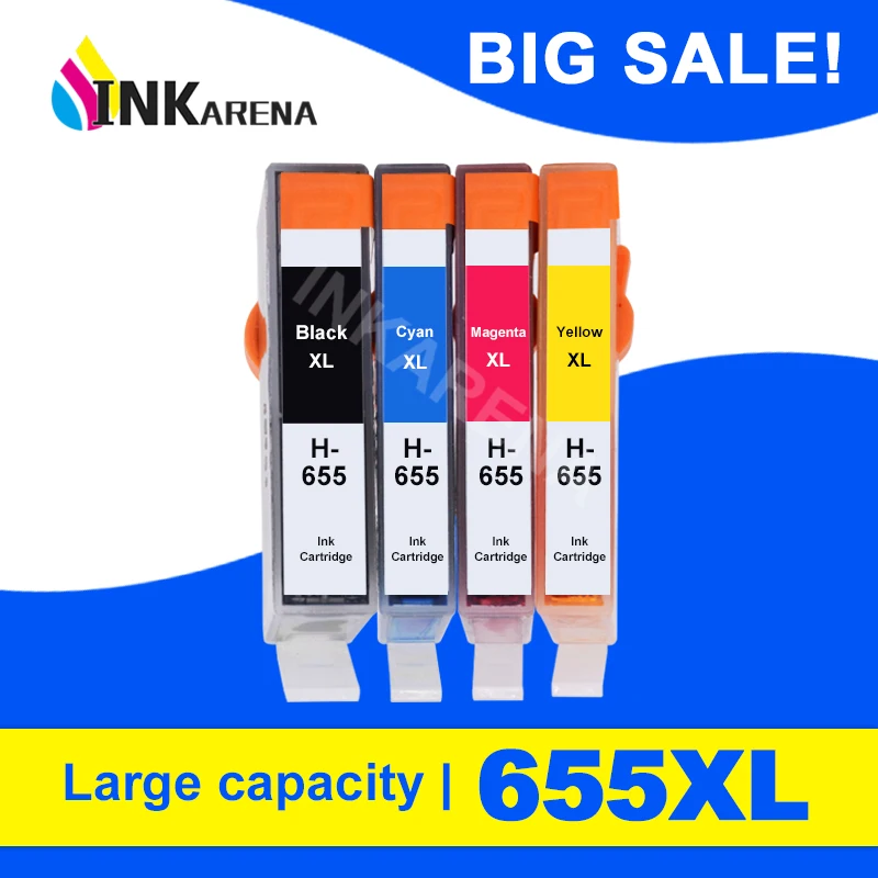 

INKARENA Compatible 655 Ink Cartridge Replacement for HP 655 XL For HP655 Deskjet 5525 4615 4625 4525 6520 6525 6625 Printer