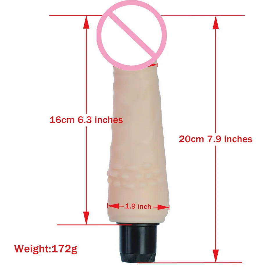 7.9 Inch Vibrating Realistic Dildo Flexible 100% Waterproof Real Feel Vibrator Sex Tos For Woman | Красота и здоровье