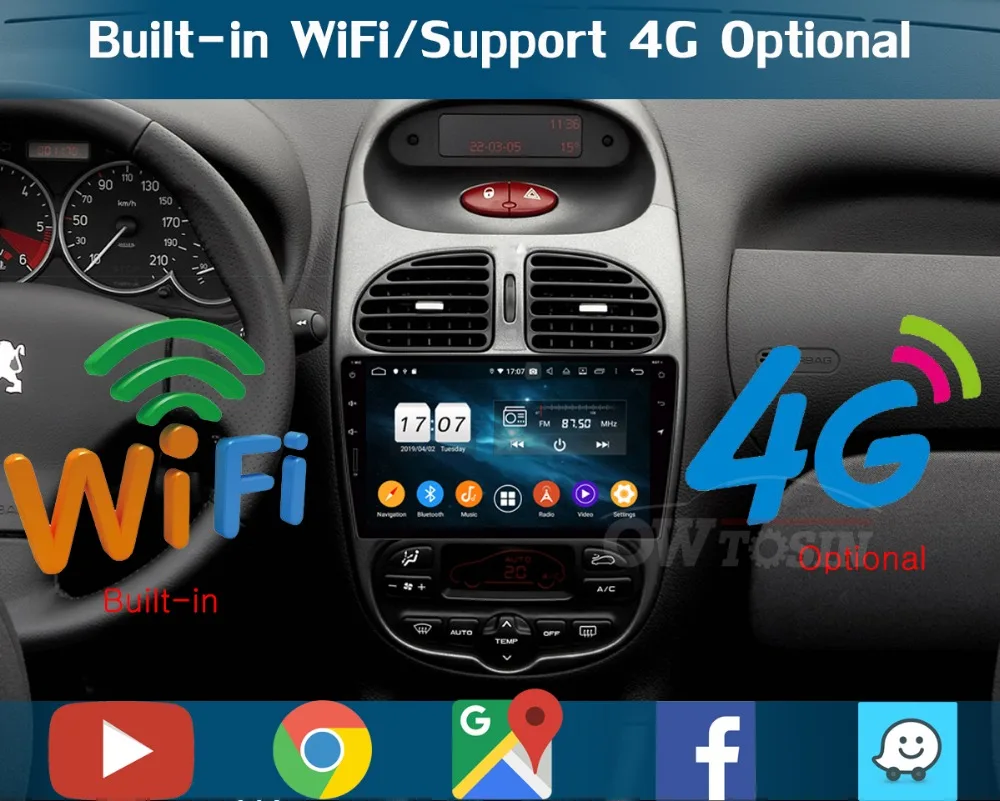 " ips Восьмиядерный 4G ram+ 64G Android 9,0 автомобильный dvd-плеер для PG206 peugeot 206 PG gps навигация радио попугай BT Мультимедиа Стерео
