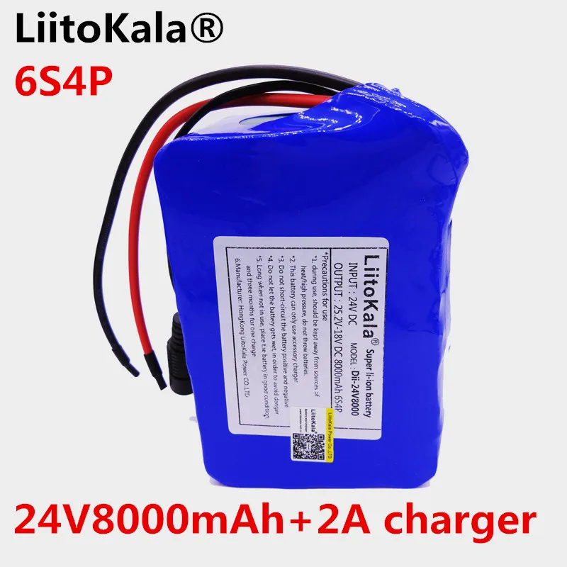 

liitokala 24V 8Ah lithium esooter battery 24V 10Ah li-ion wheels battery pack DC for 250W electric bicycle motor + 2A