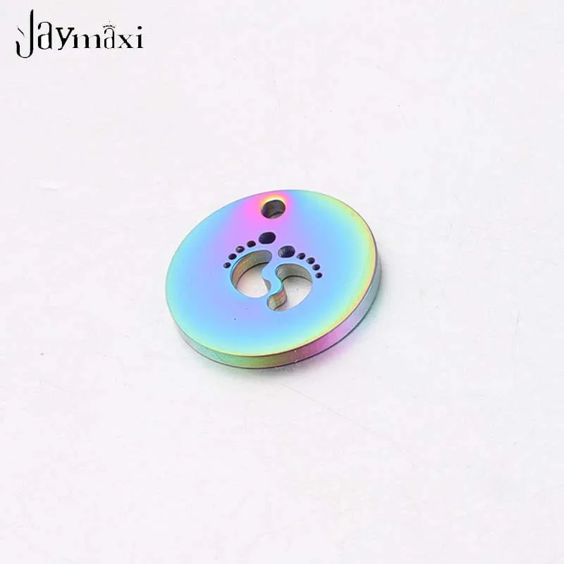 

Jaymaxi Stainless Steel Baby Feet Charm 15mm Mirror Polished Hollow Small foot Pendant DIY Making Baby Gift Jewelry 20Pieces/lot