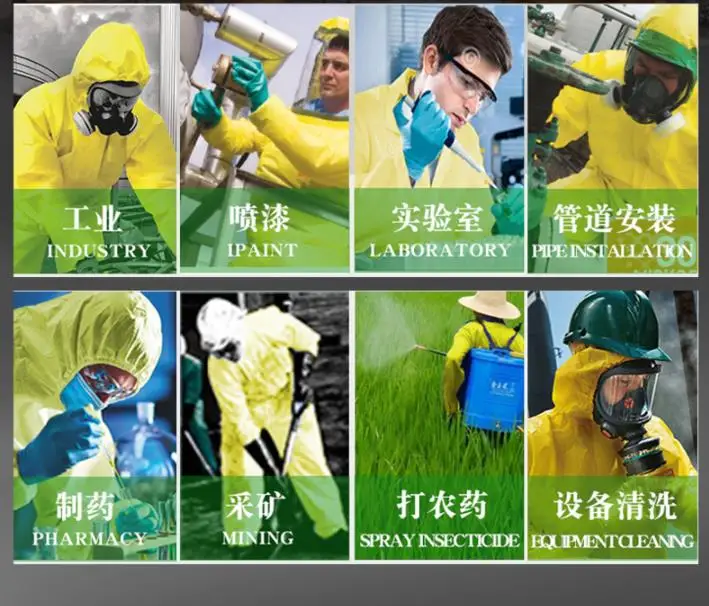 DuPont C Type 3 High Concentration Chemical Protective Clothing Strong Acid Alkali Pesticide Paint Toxic Dust Safety Work Suit