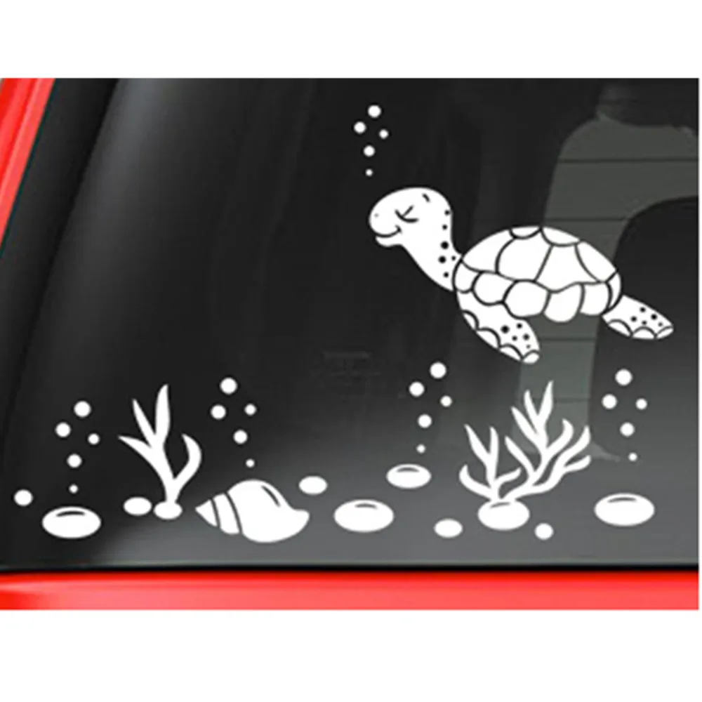Морская Черепаха и ракушками трафарет Водонепроницаемая наклейка белая