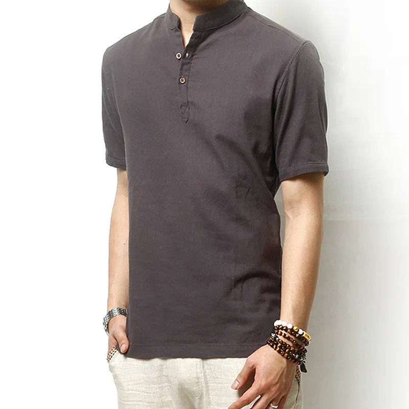 LetsKeep мужская летняя футболка из хлопка и льна удобная в китайском стиле для