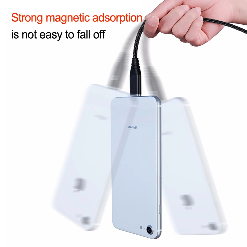 Cabezal de carga de tel&eacute;fono magn&eacute;tico para iPhone, aleaci&oacute;n de Zinc, Micro USB, im&aacute;n de datos tipo C, 100 Uds., venta al por mayor-2