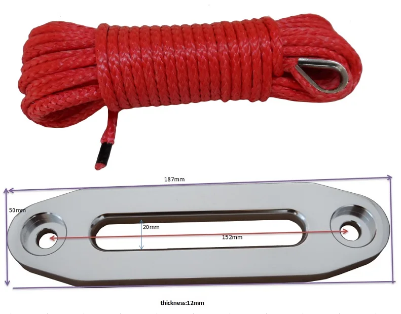 

Red 6mm*15m Synthetic Winch Rope add 4500lbs Hawse Fairlead,ATV Winch Line,Boat Winch Cable