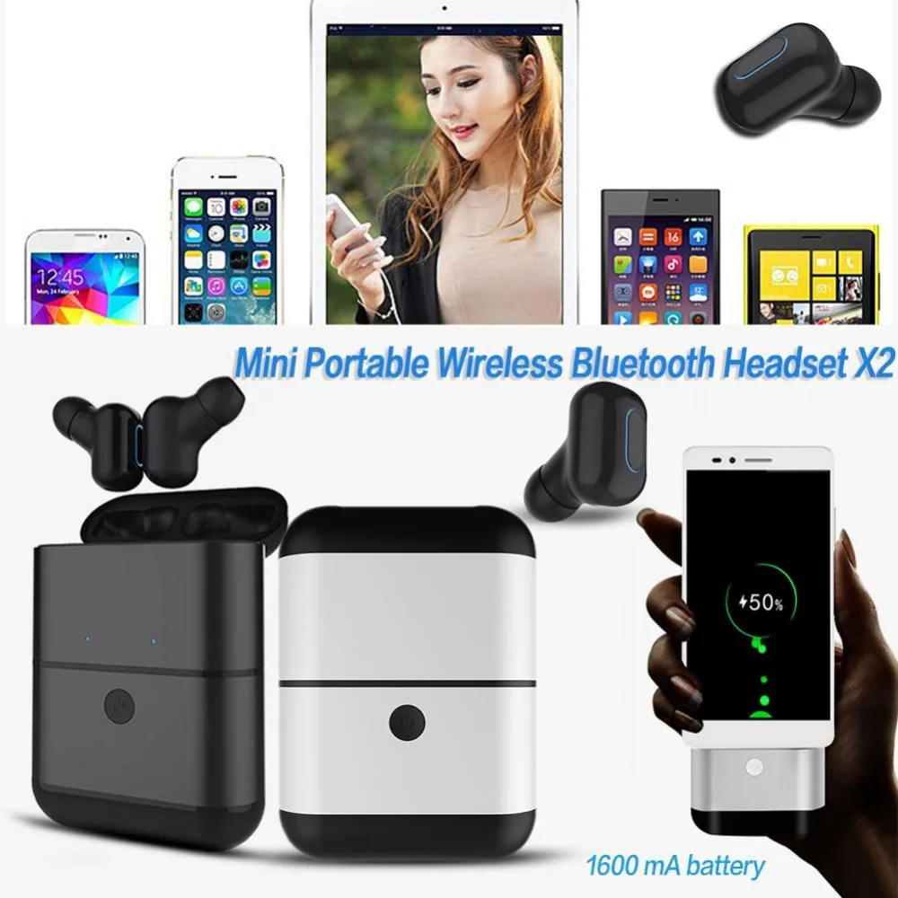 DOITOP Мини Беспроводная bluetooth-гарнитура с зарядным баком микрофон Hands-Free IPX5 водонепроницаемые спортивные стереонаушники для iPhone