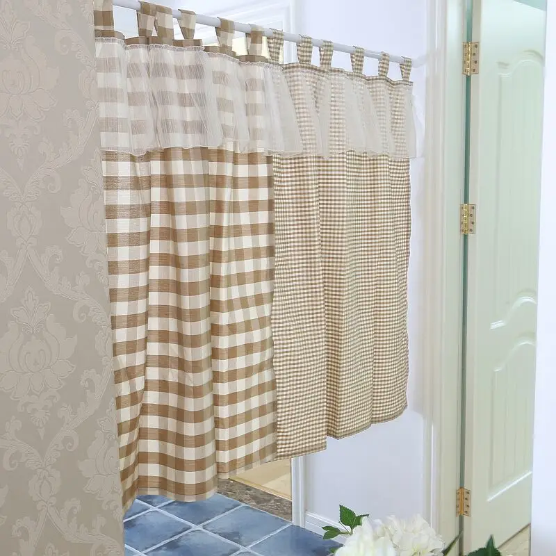 Хелен набор штор в японском стиле клетчатые короткие кружевные кухонные шторы
