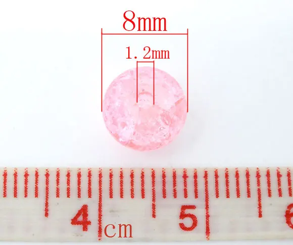 DoreenBeads Glass Loose Beads Round Pink Crackle About 8mm( 3/8&quot) Dia Hole: Approx 1.2mm 45 PCs new | Украшения и аксессуары