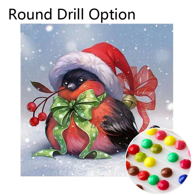 Round Drill GLymg Стразы Вышивка 5D бриллиантовый рисунок Рождество птица Алмазная мозаика подарок Diy алмаз для алмазной вышивки Настенный декор - Цвет: Round Drill