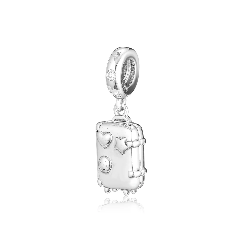 Подходит для браслетов Pandora с подвесками Висячие бусины в чемодане прозрачным