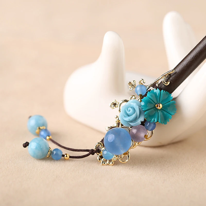 Handmade Vintage Wood Hairwear Accessories Elegant Woman Gift Hair Charm Chinese Style Women Wedding Hairpins 16/18cm |