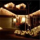 Рождественская уличная гирлянда в виде сосулек, декоративные огни в форме волн, светодиодная гирлянда-занавеска для сада, дома, Рождества, Новогоднее украшение