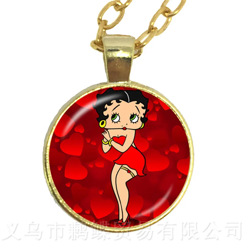 1 шт. 25 мм круглый стеклянный кабошон ручная работа Бетти боп свитер цепочка для