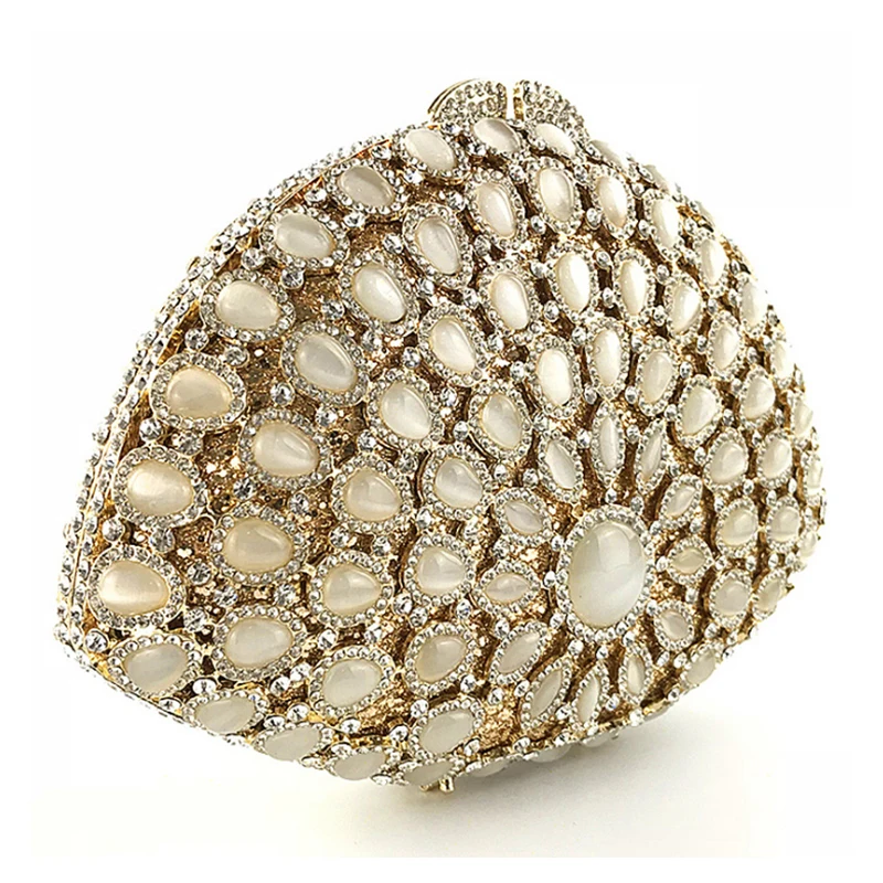 

Luxury Shell Shape Hollow Out Rhinestone Clutches Gold Diamond Women Evening Bags Fashion Metal Crystal Lady Clutch Evening Bag