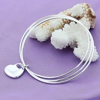 doteffil 925 sterling silver three circle heart bangle bracelet for woman wedding engagement fashion charm party jewelry