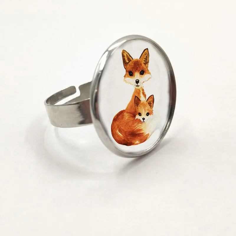 Двойное серебряное кольцо Foxs для аксессуаров стеклянный купол животных
