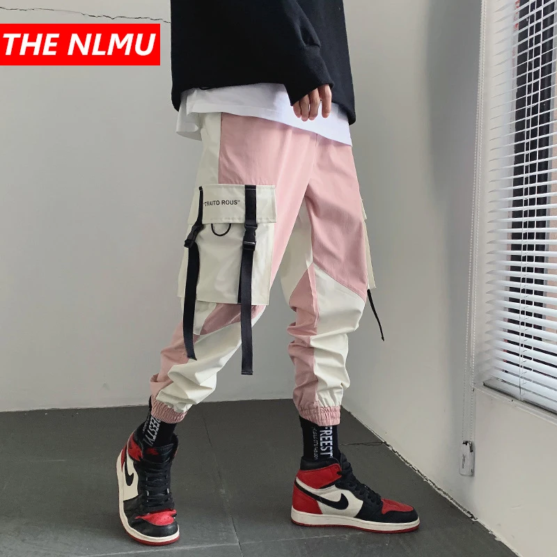 Брюки для бега мужские и женские цветные розовые Осенние повседневные с