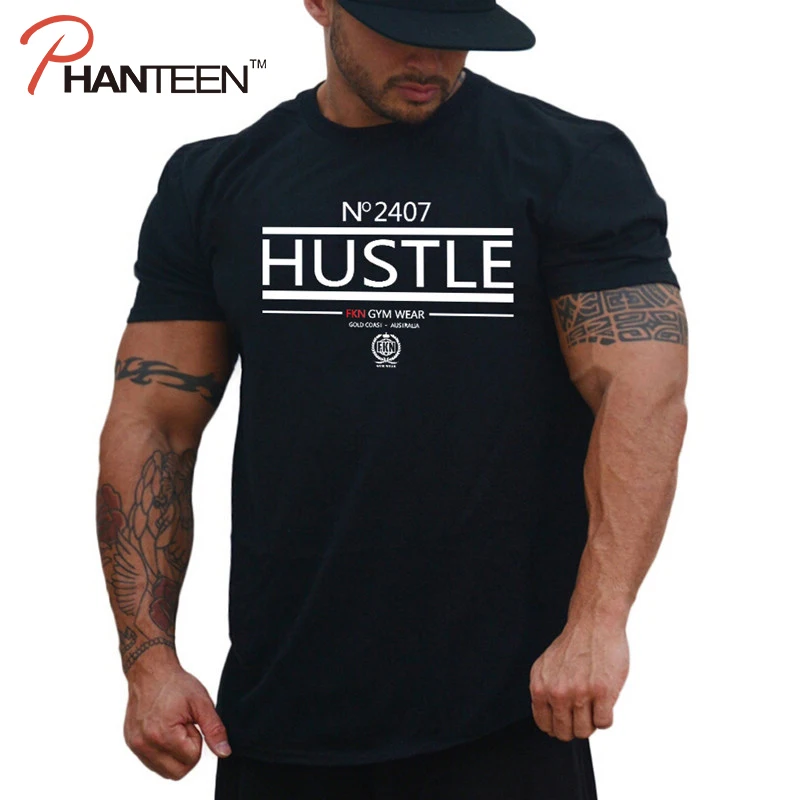 ACHIEWELL HUSTLE Bulking брендовая мужская футболка для бодибилдинга фитнеса 100% хлопок