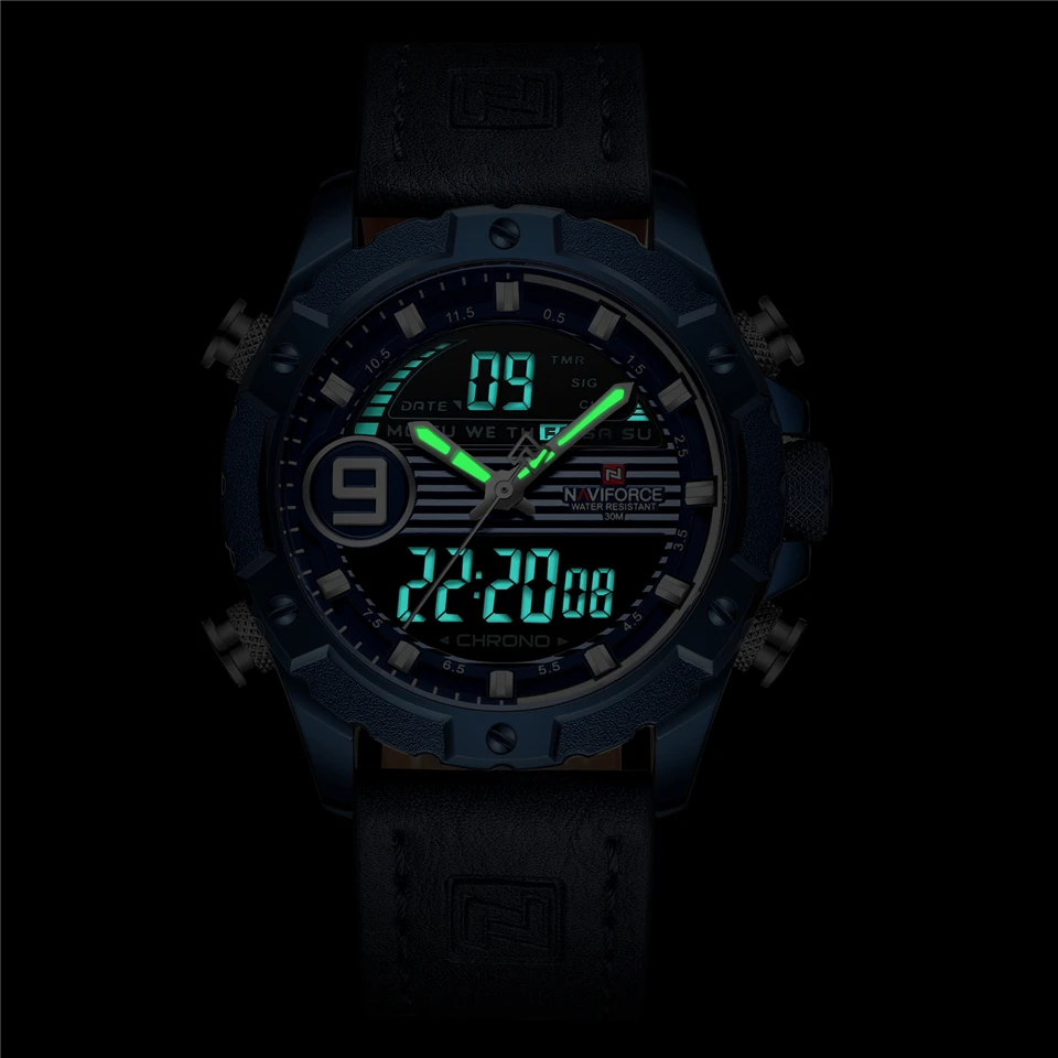 NAVIFORCE мужские Роскошные Топ брендовые модные спортивные часы водонепроницаемые