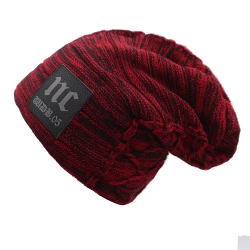 Youbome зима вязаная шапка Skullies шапочки зима Шапки для Для женщин Для мужчин маска Марка шапочка gorros капот теплая Балаклава шляпа шапки - Цвет: wine red