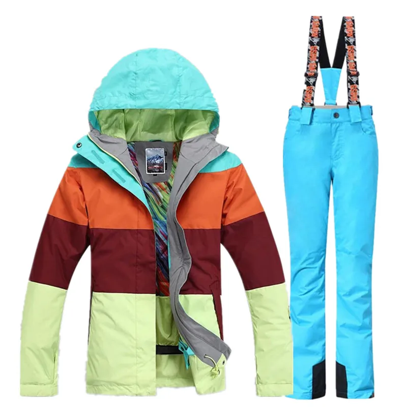 2018 Quality Women's Ski Suit Jacket and Pant Outdoor Female Snowboarding Coat Trousers Scrawl Set Women | Спорт и развлечения
