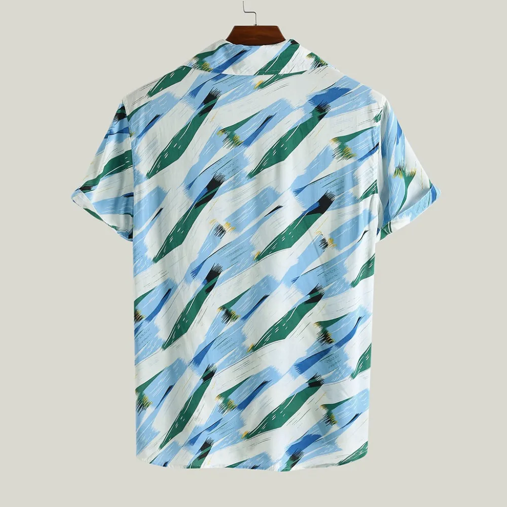 Мужская дышащая футболка с коротким рукавом принтом на пуговицах|Беговые